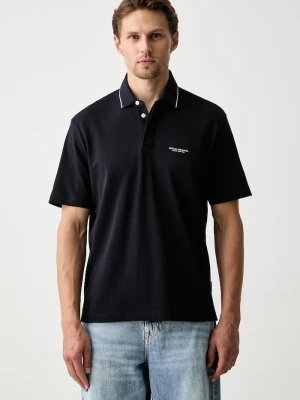 Armani Exchange polo męskie bawełniane granatowy