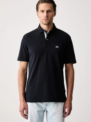 Armani Exchange polo męskie bawełniane granatowy