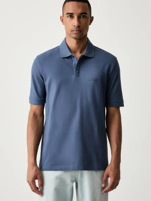 Armani Exchange polo męskie bawełniane niebieski