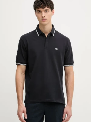 Armani Exchange polo męskie bawełniane z elastanem granatowy