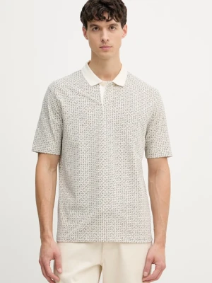Armani Exchange polo męskie bawełniane z elastanem beżowy