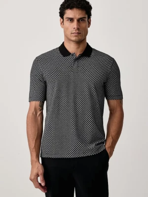 Armani Exchange polo męskie bawełniane z elastanem czarny
