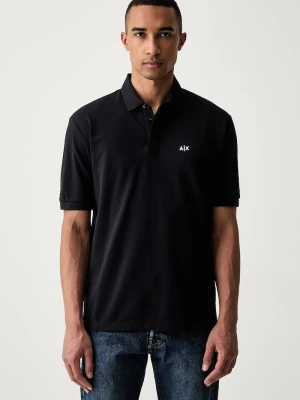 Armani Exchange polo męskie bawełniane z elastanem granatowy