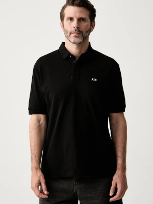 Armani Exchange polo męskie z bawełną czarny
