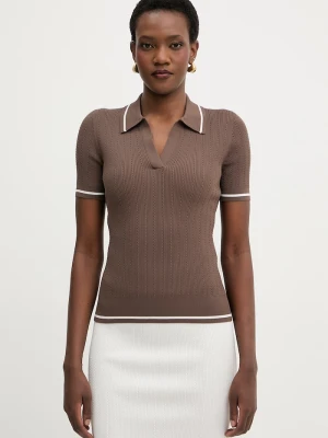 Armani Exchange polo swetrowe damskie z wiskozą brązowy