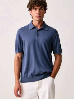 Armani Exchange polo swetrowe męskie bawełniane niebieski