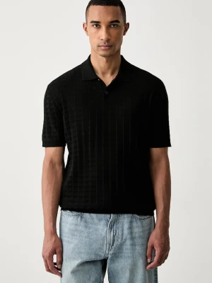 Armani Exchange polo swetrowe męskie z wiskozą czarny