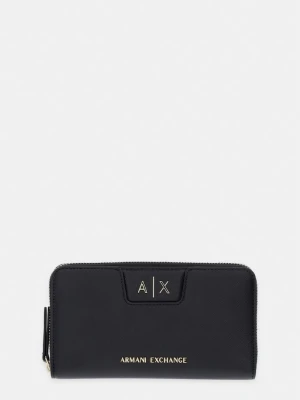 Armani Exchange portfel damski z imitacji skóry czarny