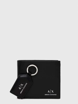 Armani Exchange portfel i brelok skórzany męski kolor czarny 958487 CC845