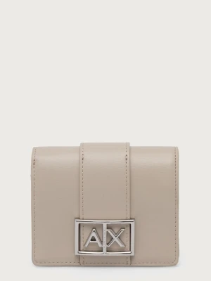 Armani Exchange portfel z imitacji skóry beżowy