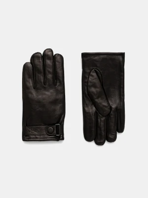 Armani Exchange rękawiczki skórzane czarny