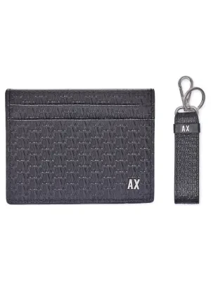 Armani Exchange Skórzane etui na karty + brelok