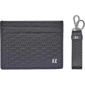 Armani Exchange Skórzane etui na karty + brelok