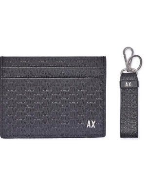 Armani Exchange Skórzane etui na karty + brelok
