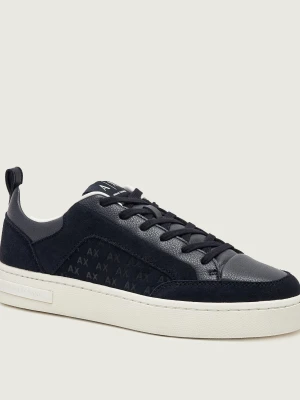 Armani Exchange Skórzane sneakersy | zamsz granatowy