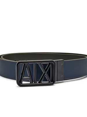 Armani Exchange Skórzany dwustronny pasek