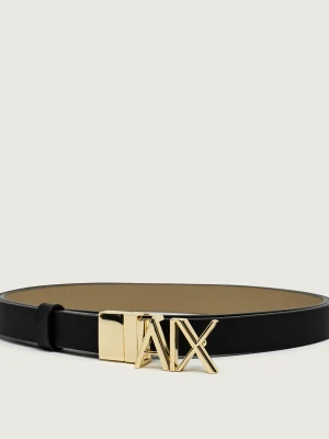 Armani Exchange Skórzany dwustronny pasek PLATE BELT