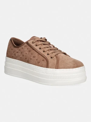 Armani Exchange sneakersy damskie zamszowe brązowy