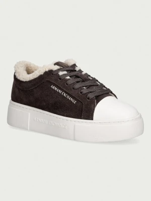 Armani Exchange sneakersy damskie zamszowe brązowy