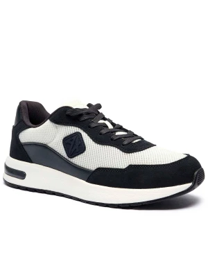 Armani Exchange Sneakersy ENGLISH | z dodatkiem skóry granatowy