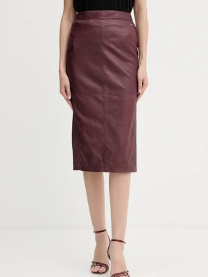 Armani Exchange spódnica skórzana kolor bordowy midi ołówkowa XW001239 AF16212