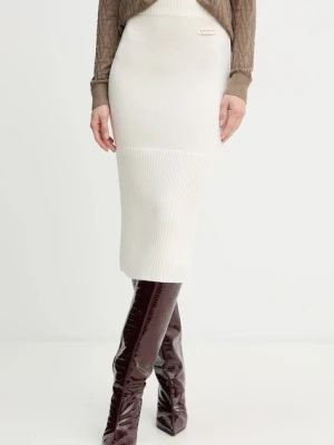 Armani Exchange spódnica z dodatkiem wełny kolor beżowy midi ołówkowa XW001309 AF13774