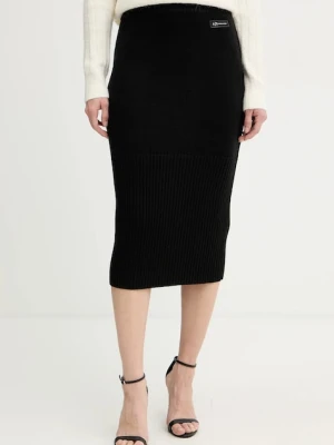 Armani Exchange spódnica z dodatkiem wełny kolor czarny midi ołówkowa XW001309 AF13774