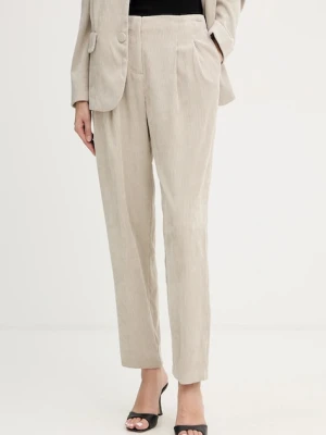 Armani Exchange spodnie damskie kolor beżowy fason chinos high waist XW001268 AF16202