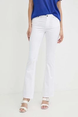 Armani Exchange spodnie damskie kolor biały dzwony high waist