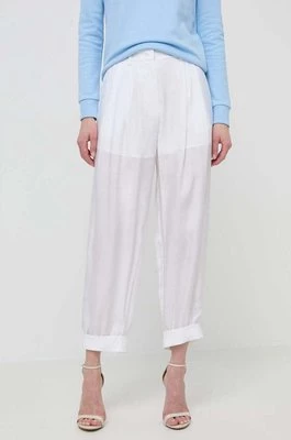 Armani Exchange spodnie damskie kolor biały proste high waist 3DYP39 YN9RZ