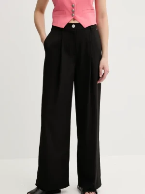 Armani Exchange spodnie damskie kolor czarny szerokie high waist XW000437 AF12749