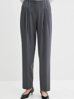 Armani Exchange spodnie damskie kolor szary proste high waist XW000657 AF16145