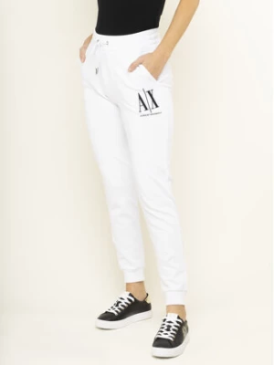 Armani Exchange Spodnie dresowe 8NYPCX YJ68Z 1000 Biały Regular Fit
