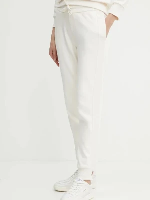 Armani Exchange spodnie dresowe bawełniane damskie kolor beżowy z aplikacją XW000503 AF12804