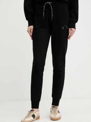 Armani Exchange spodnie dresowe bawełniane damskie kolor czarny gładkie XW000986 AF16114