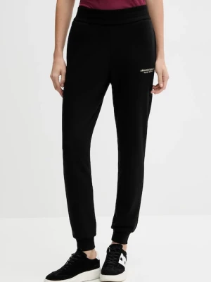 Armani Exchange spodnie dresowe bawełniane damskie kolor czarny gładkie XW001454 AF10830