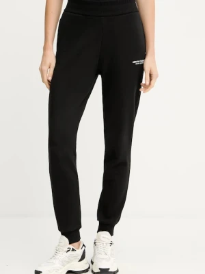 Armani Exchange spodnie dresowe bawełniane damskie kolor czarny gładkie XW001454 AF10830