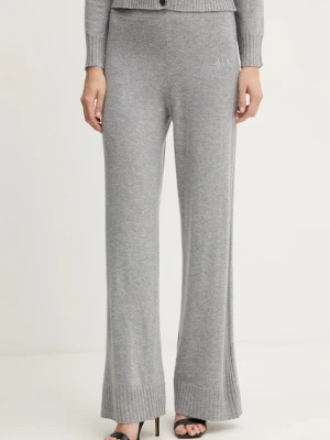 Armani Exchange spodnie z dodatkiem wełny damskie kolor szary proste high waist XW001165 AF16181