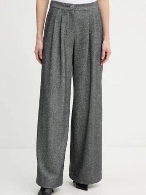 Armani Exchange spodnie z dodatkiem wełny damskie kolor szary proste high waist XW001263 AF16146