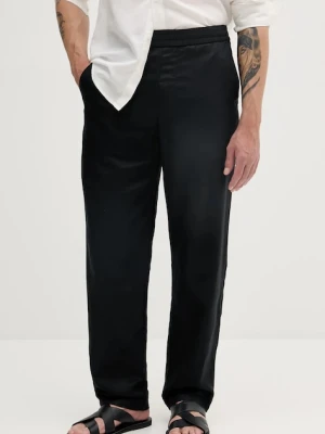 Armani Exchange spodnie z domieszką lnu męskie kolor czarny proste XM000655 AF13180