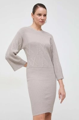 Armani Exchange sukienka bawełniana kolor beżowy midi oversize 3DYA1A YMZ1Z