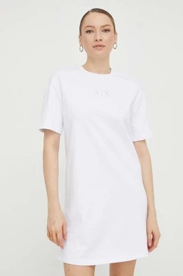 Armani Exchange sukienka bawełniana kolor biały mini oversize 3DYA89 YJFHZ
