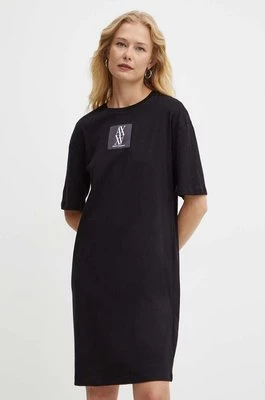 Armani Exchange sukienka bawełniana kolor czarny mini oversize 6DYA79 YJ3RZ