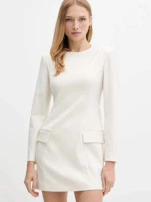 Armani Exchange sukienka z domieszką wełny kolor beżowy mini dopasowana XW000661 AF16142
