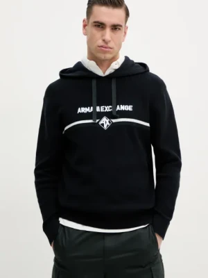 Armani Exchange sweter bawełniany męski kolor granatowy lekki z golferm XM000180 AF11960