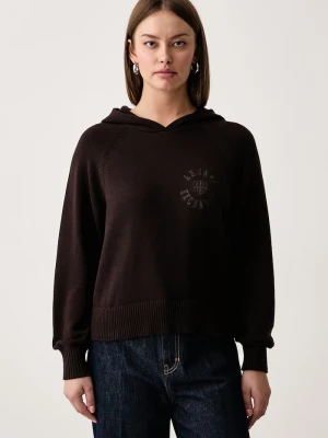 Armani Exchange sweter damski bawełniany brązowy