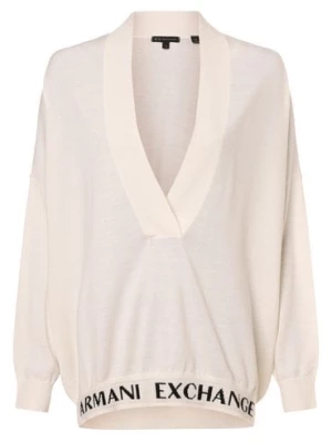 Armani Exchange Sweter damski Kobiety Sztuczne włókno biały jednolity,