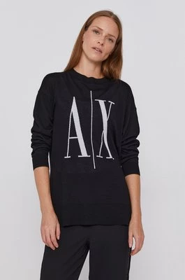 Armani Exchange sweter damski kolor czarny lekki