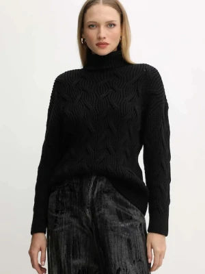 Armani Exchange sweter damski kolor czarny lekki z golfem XW000780 AF16638