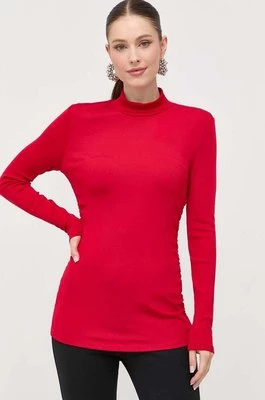 Armani Exchange sweter damski kolor czerwony lekki z półgolfem